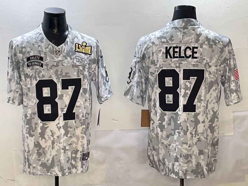 Men Kansas City Chiefs #87 Kelce Camo 2025 Nike Salute to Service Limited NFL Jersey style 1